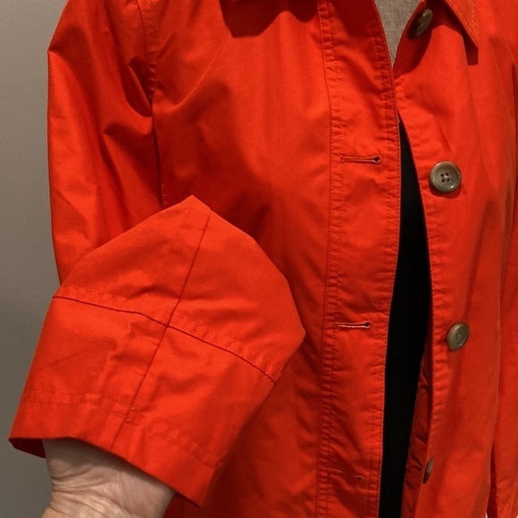 Lands End Jacket Orange Button Up Trench Coat Size 2-4 - Picture 5 of 13